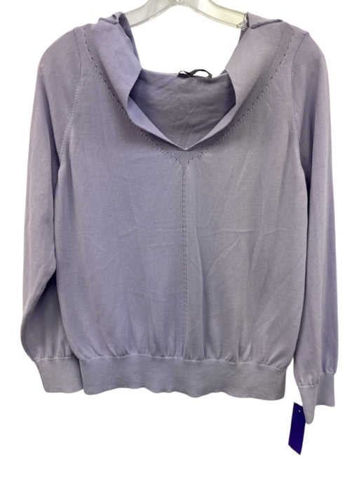 Pearl by Lela Rose Size L Lavender Purple Cotton Blend Long Sleeve Knit Top Lavender Purple / L
