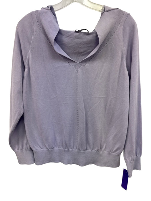 Pearl by Lela Rose Size L Lavender Purple Cotton Blend Long Sleeve Knit Top Lavender Purple / L