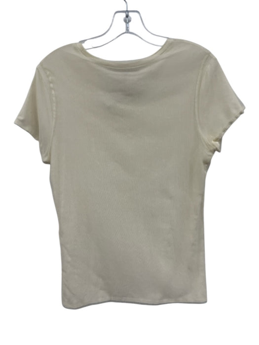Ralph Lauren Black Size L Cream White Viscose Blend Mesh Overlay Cap Sleeve Top Cream White / L