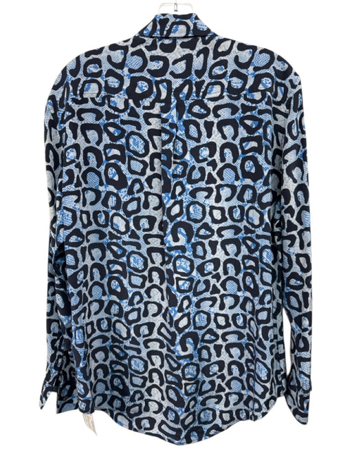 Equipment Femme Size S Mixed Blues Silk Animal Print Long Sleeve Button Up Top Mixed Blues / S