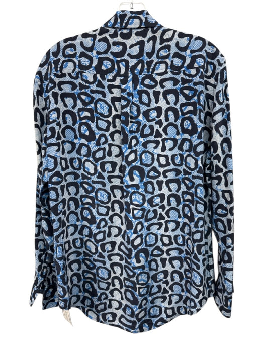 Equipment Femme Size S Mixed Blues Silk Animal Print Long Sleeve Button Up Top Mixed Blues / S
