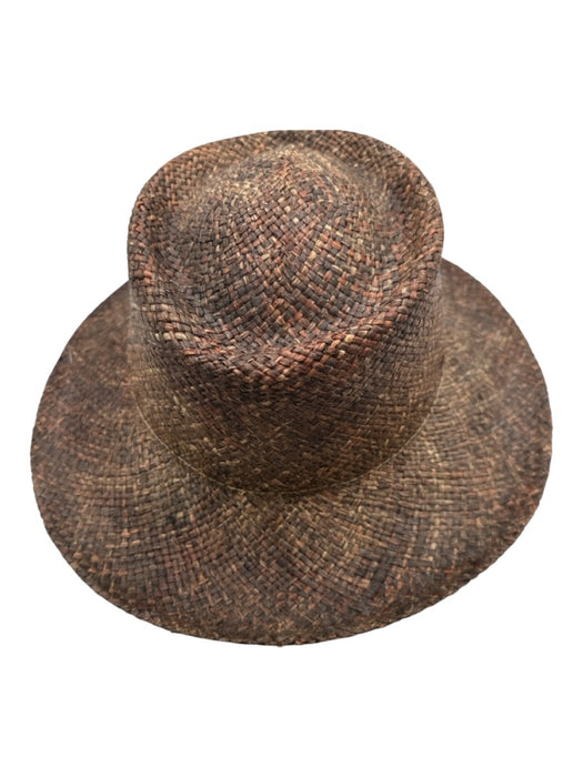 Summer Rules by Firethorn Maroon Brown Straw Woven Wide Brim Sun Hat Maroon Brown