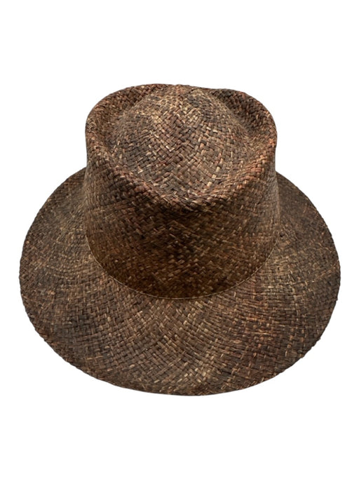 Summer Rules by Firethorn Maroon Brown Straw Woven Wide Brim Sun Hat Maroon Brown