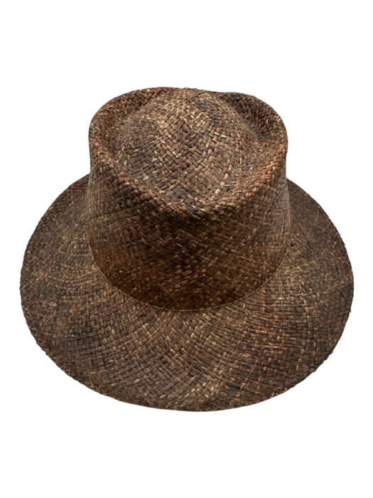 Summer Rules by Firethorn Maroon Brown Straw Woven Wide Brim Sun Hat Maroon Brown