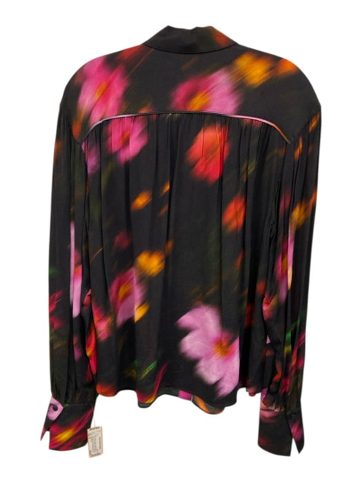 Rag & Bone Size M Black & Multi Viscose Button Down Long Sleeve Blouse Top Black & Multi / M