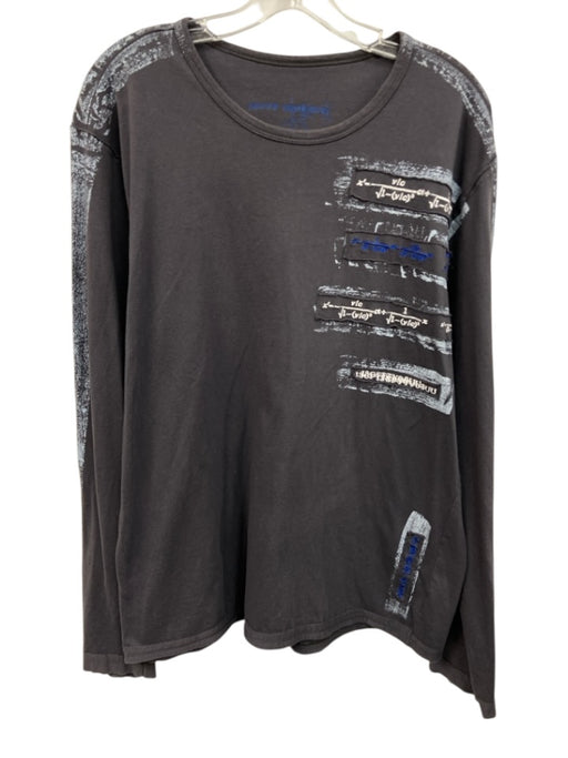 Adolfo Dominguez Size Est M Gray Cotton Long Sleeve Embroidered Top Gray / Est M