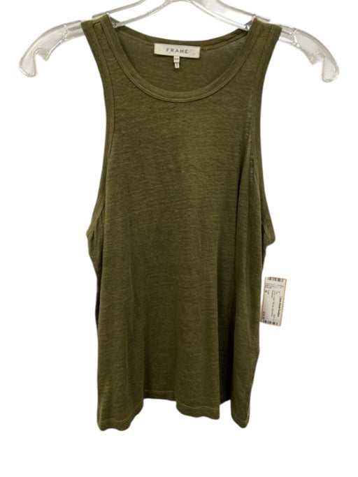 Frame Size M Green Linen Tank top Sleeveless Top Green / M