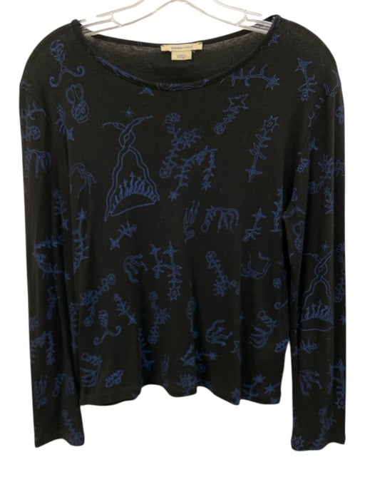 Paloma - Wool Size L Black & Blue Lyocell & Wool Long Sleeve All Over Print Top Black & Blue / L