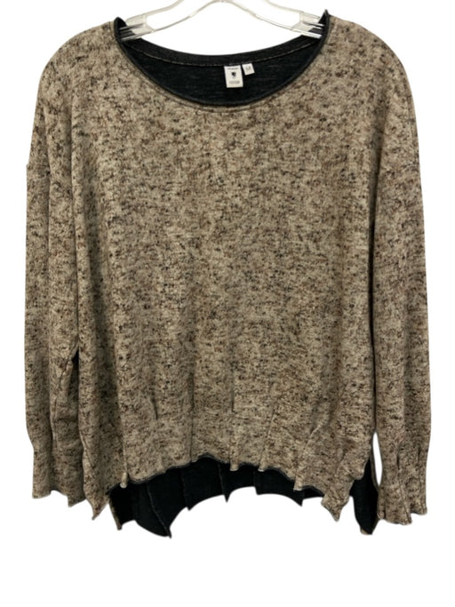 Lux Mood Size M Beige & Brown Cotton & Elastane Long Sleeve Pleated Detail Top Beige & Brown / M