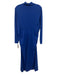 COS Size M Blue Cotton & Spandex Midi Rouched Long Sleeve Mock Neck Dress Blue / M