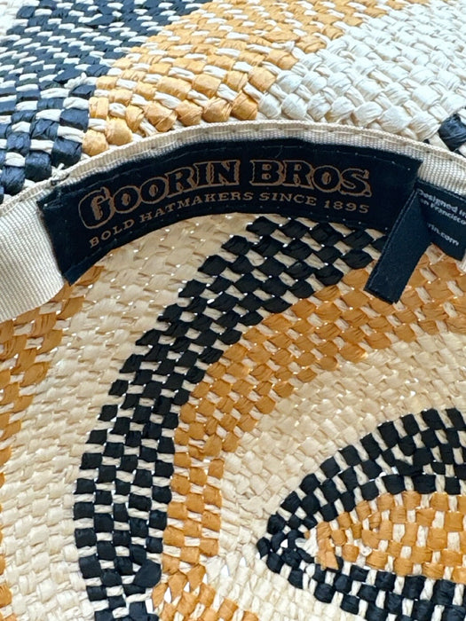 Goorin Bros Beige, Black & Yellow Paper Woven Swirl Round Bow Detail Hat Beige, Black & Yellow / Medium