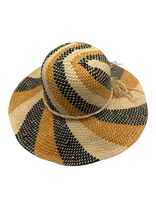 Goorin Bros Beige, Black & Yellow Paper Woven Swirl Round Bow Detail Hat Beige, Black & Yellow / Medium
