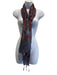 No Brand Blue & Burgundy Silk Tassles Floral scarf Blue & Burgundy