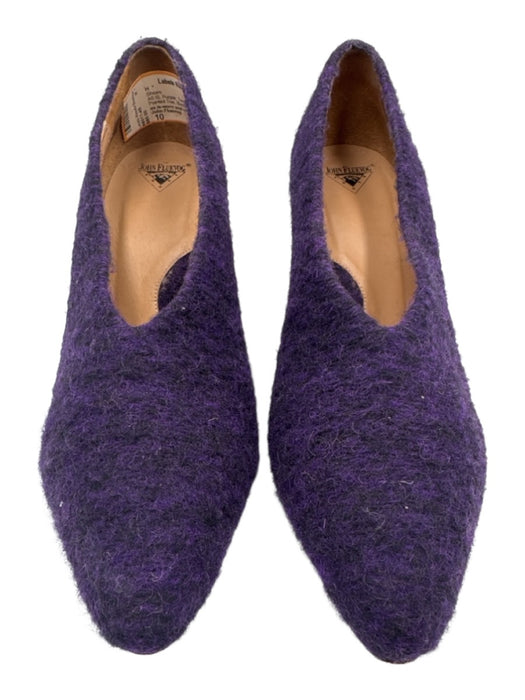 John Fluevog Shoe Size 10 Purple Tweed Floral Kitten Heel Pointed Toe Shoes Purple / 10