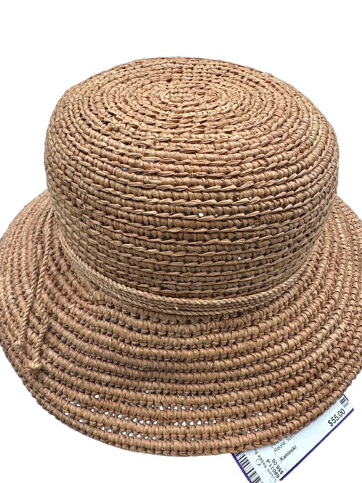 Kaminski Pink Beige Raffia Woven Rope Detail Round Sun Hat Pink Beige