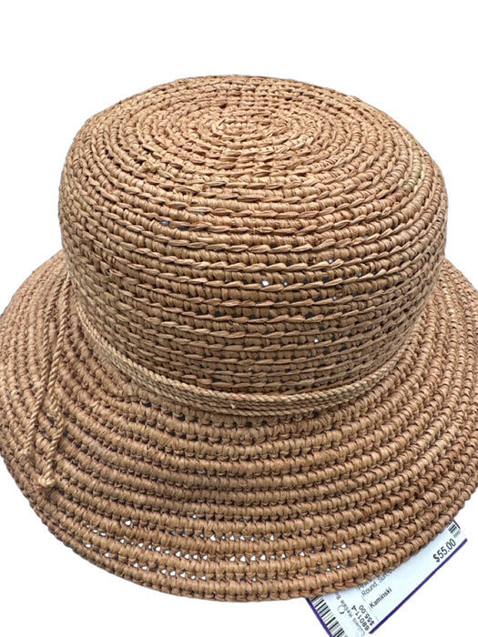 Kaminski Pink Beige Raffia Woven Rope Detail Round Sun Hat Pink Beige