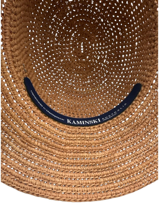 Kaminski Pink Beige Raffia Woven Rope Detail Round Sun Hat Pink Beige