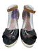 Sesto Meucci Shoe Size 10 Black, Beige & Cream White Leather Upper Wedge Sandals Black, Beige & Cream White / 10