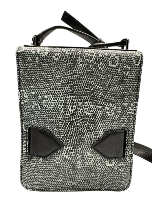 Derek Lam 10 Crosby Black & Aqua Blue Leather Lizard Print Flap Top Bag Black & Aqua Blue / One Size