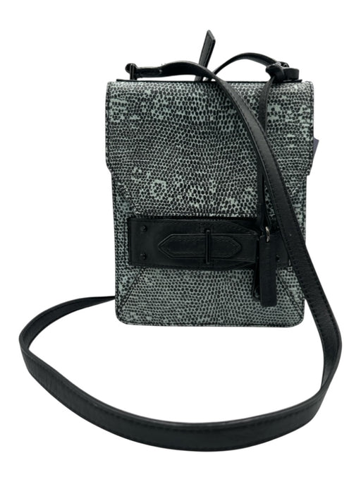 Derek Lam 10 Crosby Black & Aqua Blue Leather Lizard Print Flap Top Bag Black & Aqua Blue / One Size