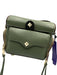 Rebecca Minkoff Olive Green & Black Leather Zip Detail Magnetic Snap Closure Bag Olive Green & Black