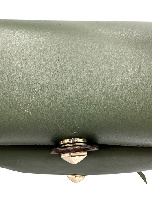 Rebecca Minkoff Olive Green & Black Leather Zip Detail Magnetic Snap Closure Bag Olive Green & Black