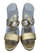 Manolo Blahnik Shoe Size 38 Gold Leather Interlocking Open Toe Mule Sandals Gold / 38