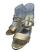 Manolo Blahnik Shoe Size 38 Gold Leather Interlocking Open Toe Mule Sandals Gold / 38