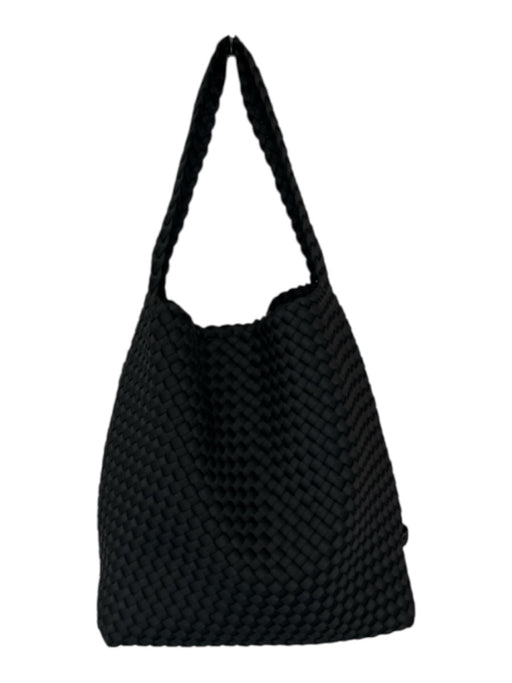 Naghedi Black Woven Tote Top Handle Magnetic Close Bag Black / Medium
