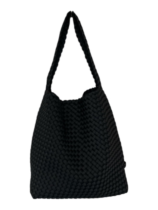 Naghedi Black Woven Tote Top Handle Magnetic Close Bag Black / Medium