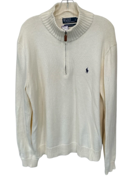 Polo Ralph Lauren Size XL Cream & Navy Cotton Knit Half Zip Men's Sweater Cream & Navy / XL