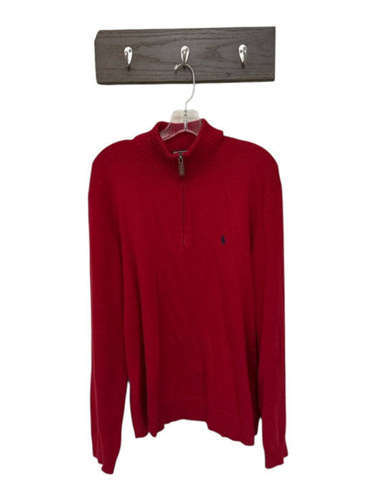 Polo Ralph Lauren Size XL Red & Navy Cotton Knit Half Zip Men's Sweater Red & Navy / XL