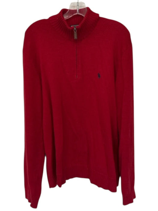 Polo Ralph Lauren Size XL Red & Navy Cotton Knit Half Zip Men's Sweater Red & Navy / XL