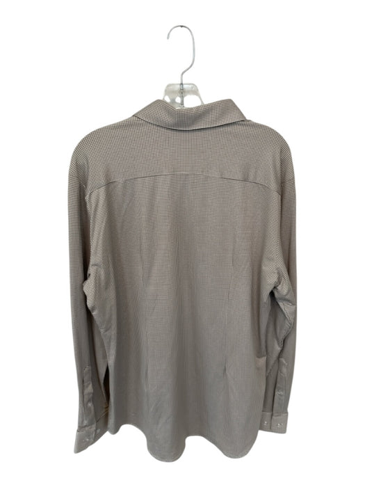 Mizzen + Main Size XL Taupe & White Nylon Blend Checkered Button Down Shirt Taupe & White / XL
