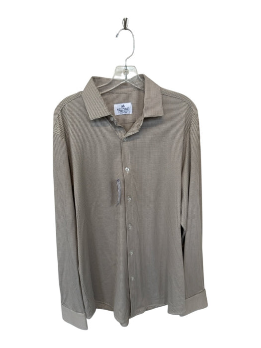 Mizzen + Main Size XL Taupe & White Nylon Blend Checkered Button Down Shirt Taupe & White / XL