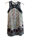 Etcetera Size 0 Green black & pink Silk Sleeveless Round Neck Lace Detail Top Green black & pink / 0