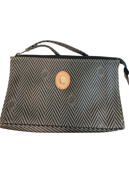 Mark Cross Grey Manmade Material Chevron Zipper Wristlet Clutch Bag Grey / Small