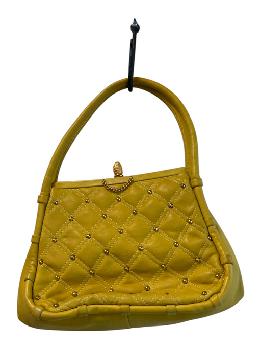 Koret Yellow Leather Studded Coin Purse 2 Handles Bag Yellow / Small