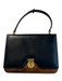 Palizzio Black & Brown Leather Gold hardware Accordion Button clasp handbag Bag Black & Brown / S