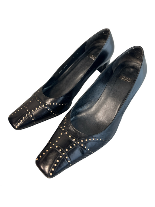 Stuart Weitzman Shoe Size 9 Black Leather Pointed Square Toe Block Heel Heels Black / 9