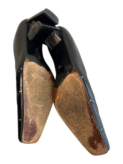 Stuart Weitzman Shoe Size 9 Black Leather Pointed Square Toe Block Heel Heels Black / 9
