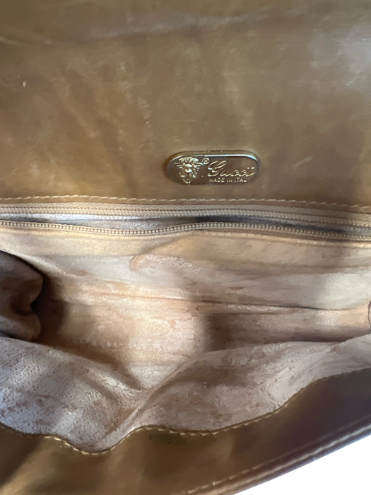 Gucci Brown Leather Gold hardware Gucci Monogram Envelope Cross Body Bag Brown / S