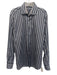Bugatchi Size L Gray & Navy Print Cotton Striped Button up Long Sleeve Shirt Gray & Navy Print / L