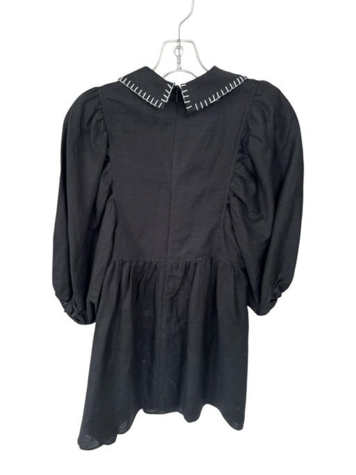 Hunter Bell Size S Black & White Linen Blend Mini Collar Puff Sleeve Dress Black & White / S