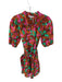 Joy Joy Size S Brown & Multi Cotton Button Up Puff Sleeve Belt Inc. Short Dress Brown & Multi / S