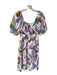 Entro Size S White & Purple Rayon Paint Stroke Square Neck Maxi Dress White & Purple / S