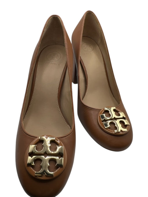 Tory Burch Shoe Size 6.5 Brown Pump Logo Detail Wooden Heel Shoes Brown / 6.5