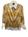 Just Cavalli Size 42 Yellow & White Polyester Blend Long Sleeve Button Front Top Yellow & White / 42