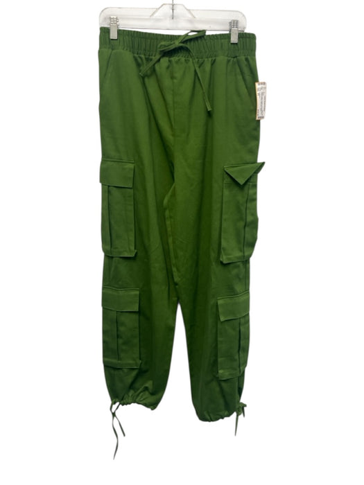 Collusion Size XS Green Cotton Elastic Drawstring Waist Cargo Pockets Pants Green / XS