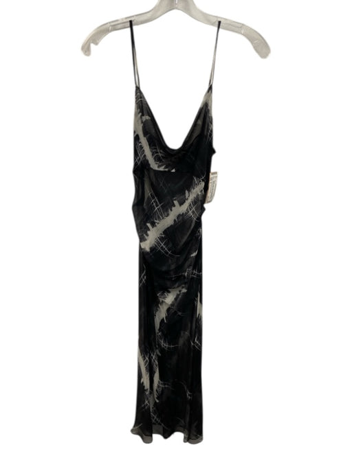 Diane Von Furstenberg Size 2 Black & White Silk Spaghetti Strap Sheer Dress Black & White / 2